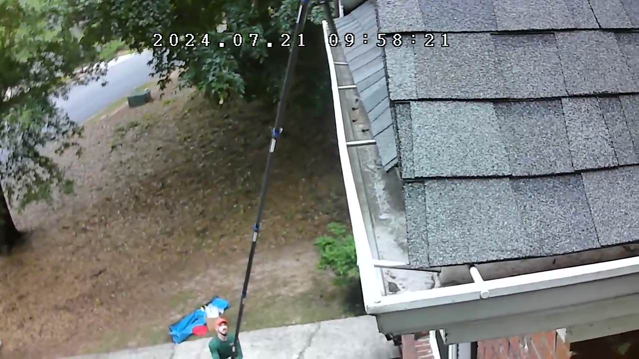 Gutter after cleaning at the same residential property in Alpharetta, Georgia